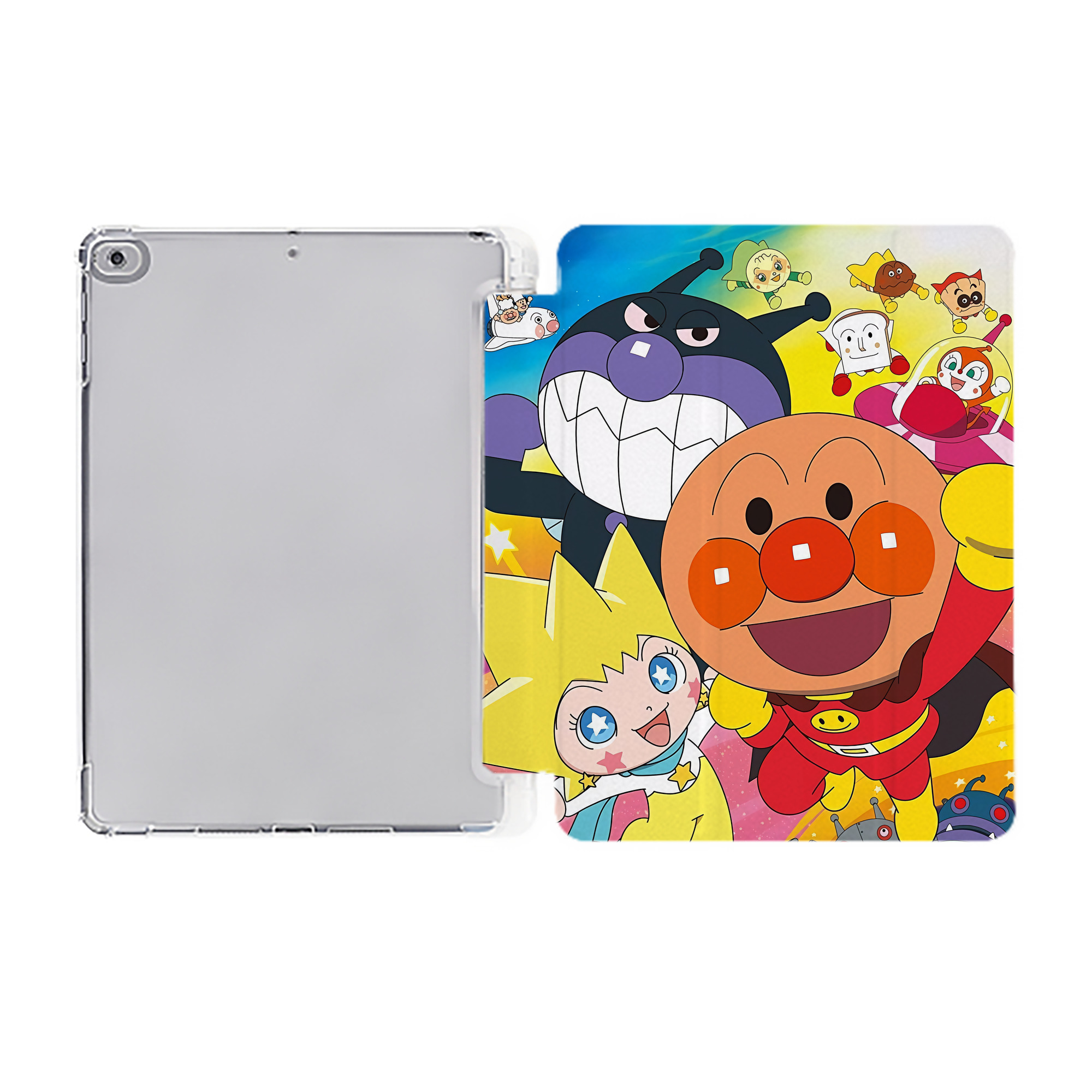 （画像用） アンパンマン Anpanman IPad ケース ペン収納付き 三つ折りスタンド PUレザー×シリコン 対応機種9.5/10.5/10.9インチ